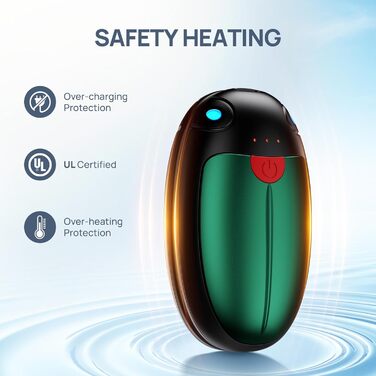 Електричні грілки для рук, набір 2 шт. USB, 20 годин тепла, 3 температурні режими, для спорту та Raynaud's, зелені