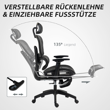 HOMCOM Ergonomic Mesh Office Chair with Adjustable Height, Swivel, Armrests, and Headrest - Black