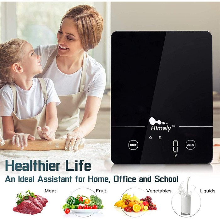 Кухонні ваги HIMALY 5 кг / 1 г з функцією Tara, LED-дисплеєм та автоматичним вимкненням