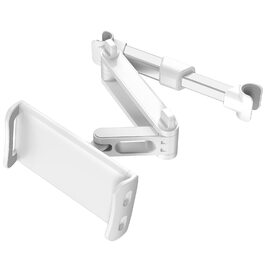 Підголівник для заднього сидіння авто, обертається на 360°, регульований, тримач для планшету/телефону, сумісний з усіма планшетами 4'-11', телефонами, iPhone, iPad Air Mini, білий