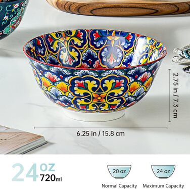 Тарілки для мюслі та супу HENXFEN, 6 шт. - кераміка, богемний стиль