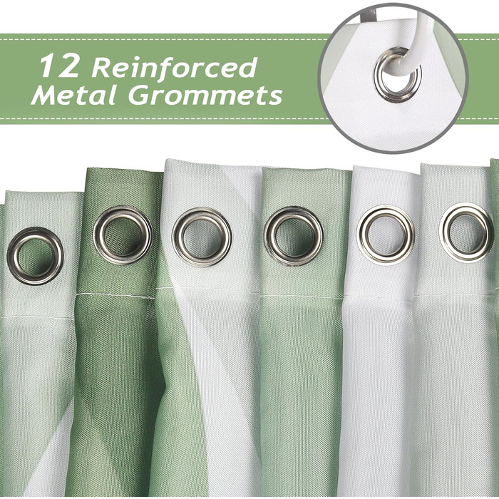 Шторка для душу Bonhause 180x180 см, водонепроникна, антигрибкова, смугаста, з 12 кільцями