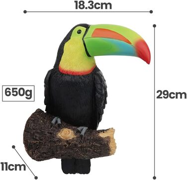 NORHOR Garden Statues, Toucan Ornament, Sculpture made of Polyresin, Polyresin Artificial Birds Craft Garden Animal Statue Tree Hanging Pastoral Decoration Pendant Outdoor Yard Decoration. (Rainbow)
