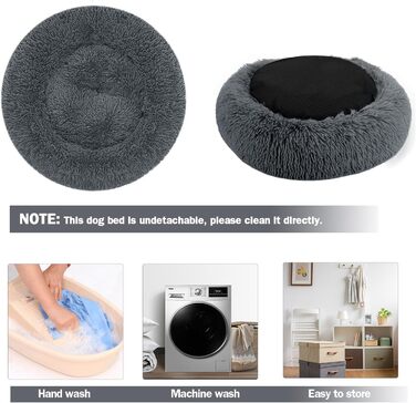 М'яке кругле ліжко для собак та котів з плюшу - Donut. Зручне собаче гніздо, кошик для котів. Можливість прання. Розміри S/M/L/XL/XXL (XXL-80cm, L 60 x 60 x 20 cm). Колір: темно-сірий.