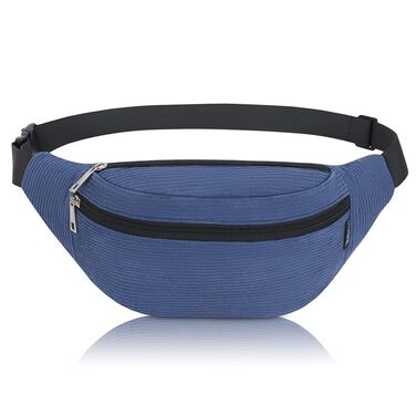 Поясна сумка для чоловіків та жінок, стильна, з 3 відділеннями на блискавці, для подорожей та активного відпочинку (Т Deepblue)
