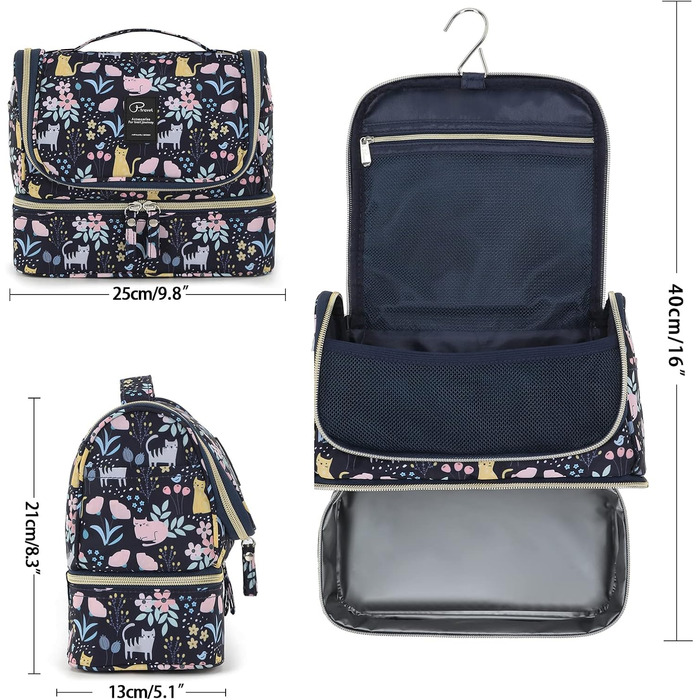 Жіноча сумочка для туалетних аксесуарів Lychii, сумочка-органайзер для подорожей, підходить для валізи та ручної поклажі, колір: морська хвиля