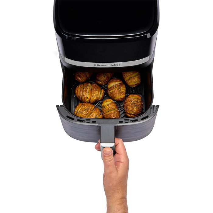 Фритюрниця Russell Hobbs Rapid AirFryer XL 5.5 л SatisFry – без олії, 9 програм, TouchScreen, чорний/сріблястий