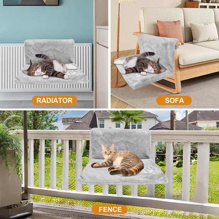 Килимок для котів на радіатор Dokeno, лежанка-гамак, м'який плюшевий, 46x30x25 см