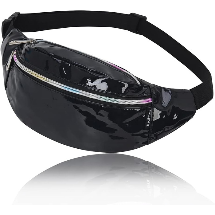 Жіноча поясна сумка-бананка: водонепроникна, з PU шкіри, для спорту, бігу, подорожей (чорна)