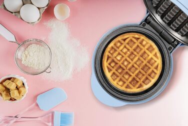 Bestron Mini-Waffeleisen: компактний вафельниця для класичних вафель з антипригарним покриттям, 550 Вт, блакитний колір, ідеально для свят та дітей