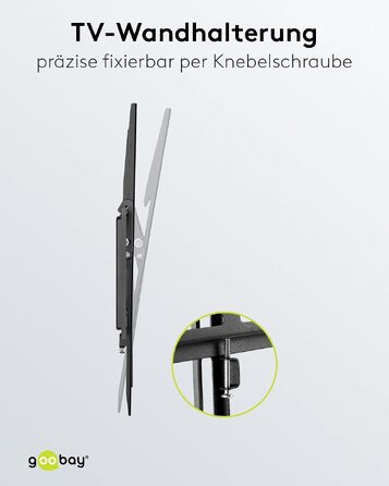Настінний кронштейн для телевізора goobay Basic TILT XL (43–100 дюймів), нахил 10°, ультратонкий 45 мм, VESA 800x400, до 75 кг, 49743