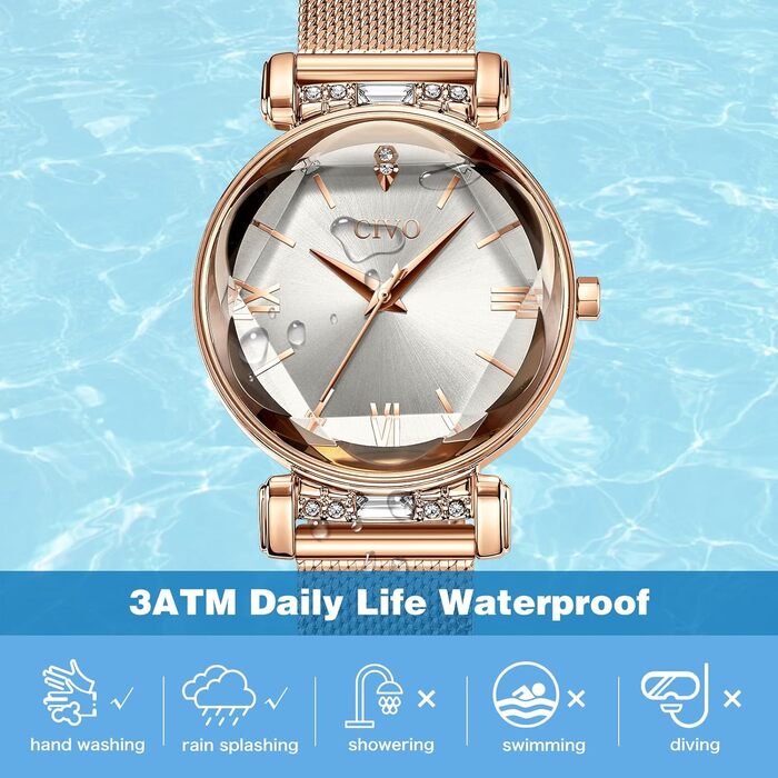 Жіночий годинник CIVO: водонепроникний, мінімалістичний, кварцовий, стильний, елегантний, повсякденний | Y-7 Рожеве золото/Срібло