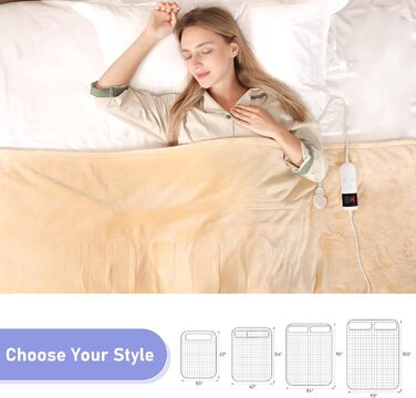 Електрична ковдра Qieryun з автовимкненням, 130x180 см, 10 режимів нагріву, таймер, захист від перегріву, флісова, для дому та офісу (Хакі, 150 x 180 см)