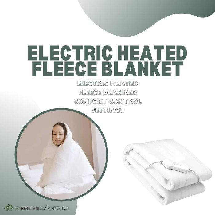 Електрична ковдра Marco Paul з підігрівом, велика флісова ковдра, терапія теплом, для зняття болю в спині, для дивана (сірий фліс)