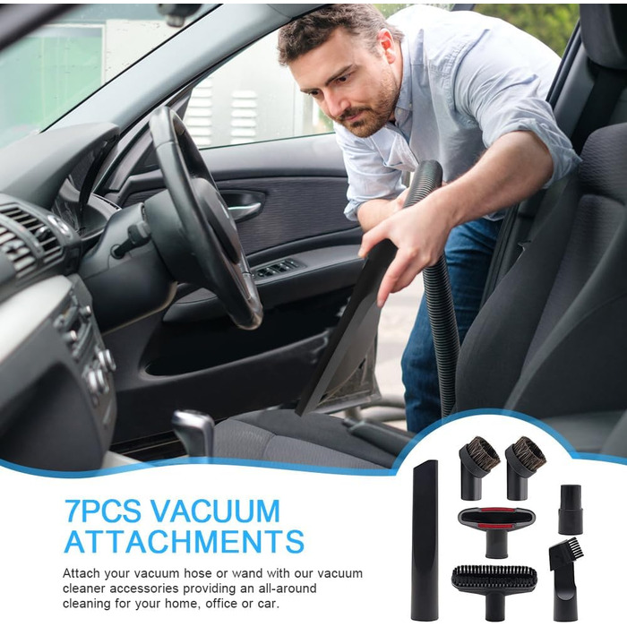 Набір насадок для пилососа BUZIFU 7 шт. 32-35 мм: універсальні насадки для меблів, матраців та щілин. Сумісні з Kärcher, Miele, Siemens, AEG, Bosch, Panasonic, Philips.