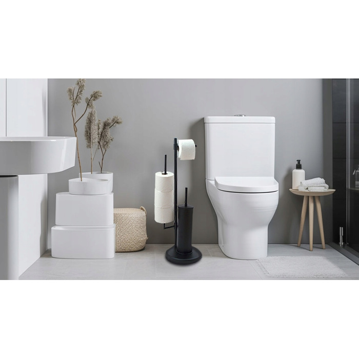 Набір для туалету Yoka Home: тримач для туалетного паперу та йоржик, чорний, стиль лофт