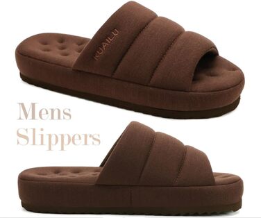 Чоловічі домашні тапочки KuaiLu, стильні, з м'якою устілкою з піною пам'яті, з цупкою гумовою підошвою, для дому та вулиці (темно-коричневі, 43 EU)