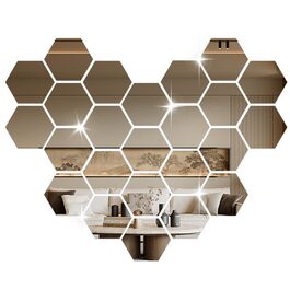 24 шт. Дзеркальні наліпки-плитки, шестикутні, самоклеючі. Дзеркало для стін, акрилове, з клеєм. Фольга-дзеркало, акрил, шестикутник для декору стін вітальні, спальні, ванної кімнати