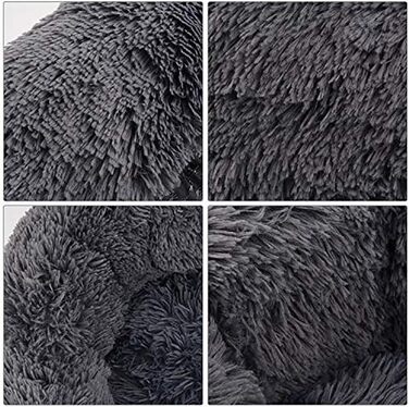 Кругле ліжко для котів та собак, Doughnut-форма, 60 см, сірий колір, Queta Deluxe