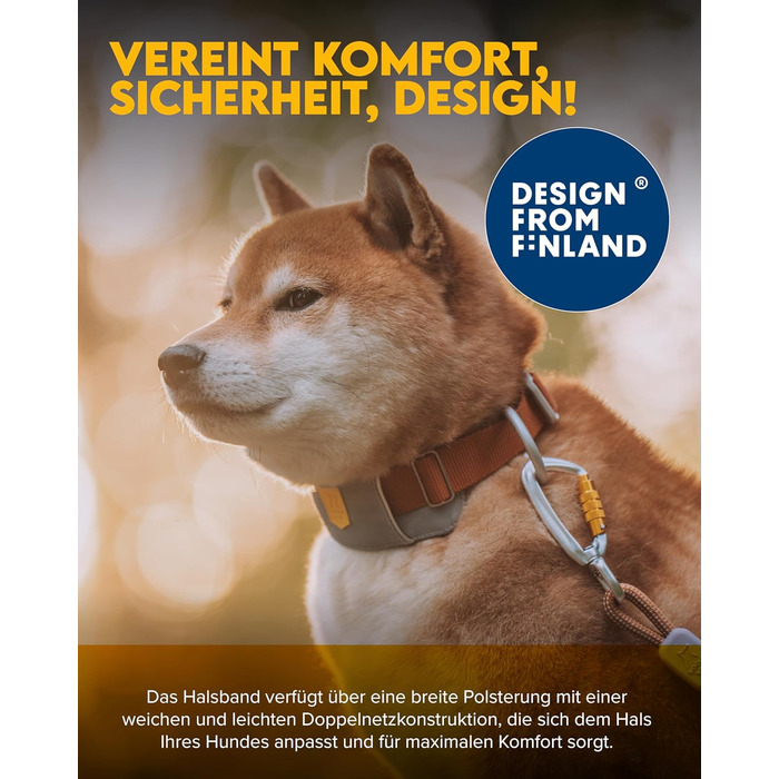 Нашийник для собак середнього розміру Woolly Wolf Alpha 360, розмір M, колір Гляцієрово-зелений - екологічний, зручний, з відбиваючими елементами для безпеки