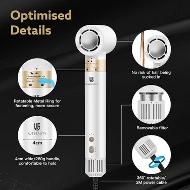 Webeauty Airstyler 6-в-1: Фен-щітка, плойка для локонів, іонізація 500 млн, 220-240V