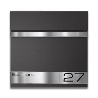 Поштова скринька Metzler Premium з газетницею Anthrazit (Антрацит) та іменним шильдиком - настінна, з нержавіючої сталі V2A з порошковим покриттям RAL 7016, модель Stencil