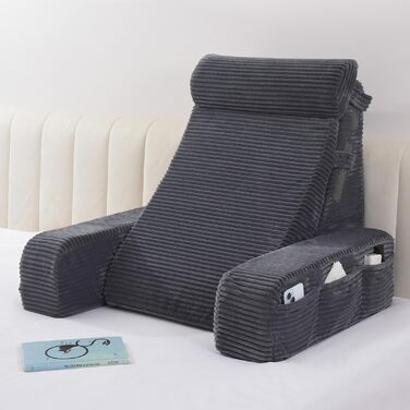 Регульоване подушкове крісло для читання Vekkia з підставкою для спини - XL кишені, зональний пінополіуретан для підтримки, ідеально для читання, ігор та відпочинку