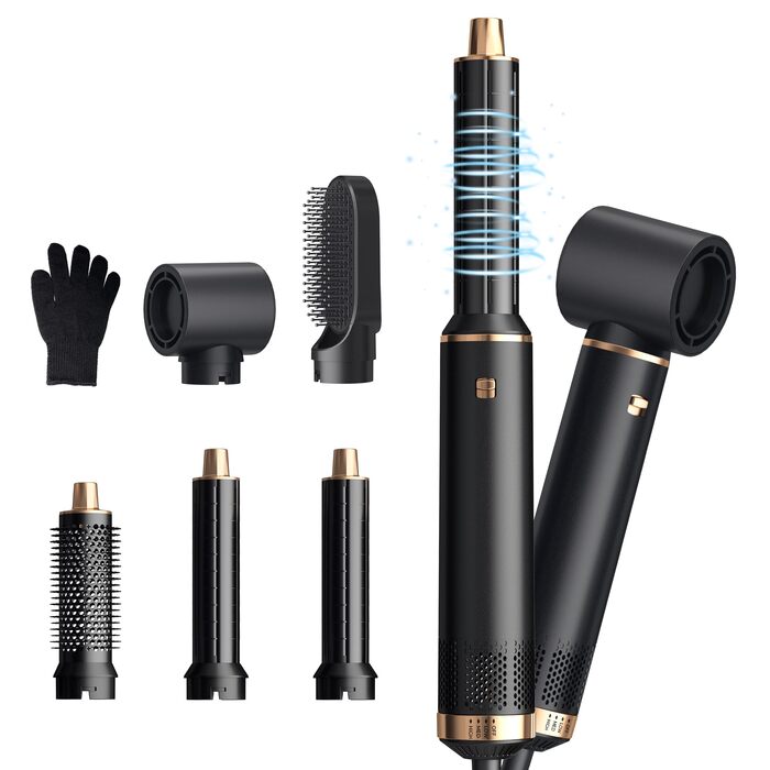 Фен-щітка 5 в 1 Haarstyler 1000W: Airbrush, локони, об'єм, негативні іони, чорний