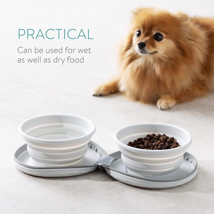 Набір мисок для собак та котів Navaris: 2 складні миски з силікону + сумка