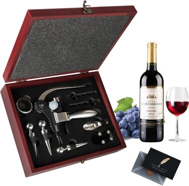 Набір сомельє UCAMP Luxus Wein Öffner з 11 відкривачами для пляшок, аксесуарами для вина (дерев'яна коробка)