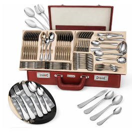 Набір столових приборів SATIN 72 предмети з нержавіючої сталі на 12 осіб (виделки, ложки, ножі) у кейсі