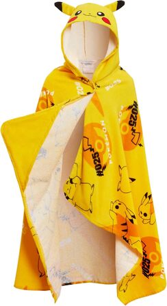Pikachu Hooded Towel 100% Cotton Kids 3D Ears Costume Pikachu Poncho Beach Towel Swim Towel