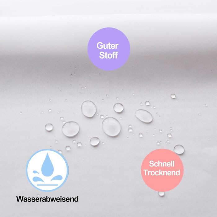 Штора для ванної кімнати YISURE антигрибкова 200x220 см, біла, з поліестеру, з магнітами, водовідштовхувальна