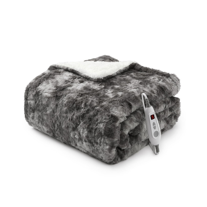 Електрична ковдра LinTimes з автовимкненням, 6 температурних режимів, 180 x 130 см, сіра
