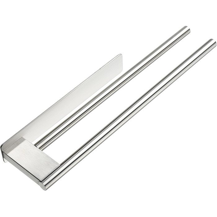 Тримач для рушників без свердління, подвійний, з нержавіючої сталі 304, з двома ручками, самоклеючий, для ванної кімнати та кухні, срібний