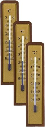 TFA Dostmann Analog Indoor Thermometer, 12.1009, made of walnut, high accuracy, L 31 x W 14 x H 133 mm (pack of 3)