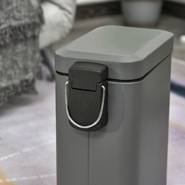 Відро для сміття HOMCOM 5L з педаллю, відро для косметики, контейнер для сміття з кришкою та педаллю, сміттєвий бак з внутрішнім відром, сміттєве відро для ванної кімнати, вітальні, офісу, метал, сірий, 29,2 x 14 x 32 см | Aosom
