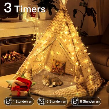 Ланцюжок прикрас Hopexy 10 метрів, 100 LED, тепле біле світло, з пультом, таймер, IP44, 8 режимів, для дому, саду, балкону, весілля, кемпінгу