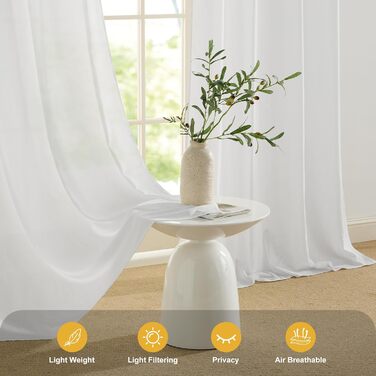 PONY DANCE Outdoor Curtain Waterproof Set H 13 x W 137 cm Outdoor Curtains White Transparent Gazebo Curtains with Removable Loops Outdoor Curtain Terrace (H213 x W132 cm (2 pack), White | Privacy Screen, 2)