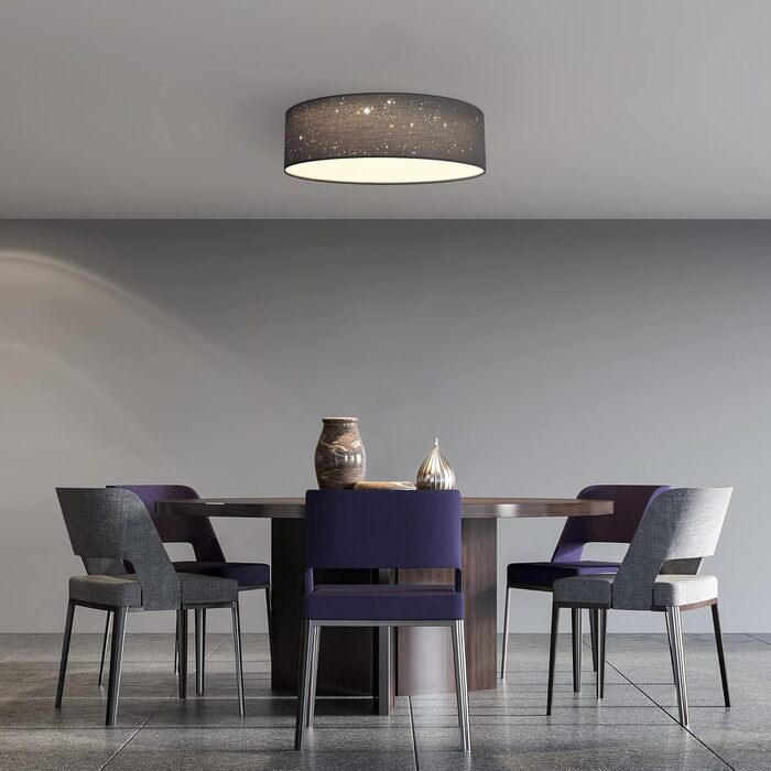 Navaris LED Ceiling Light 40cm - Dimmable, Color Temperature Change, Remote Control - 22W Dark Grey Starry Sky - Living Room Lamp, Bedroom Ceiling Lamp, Children's Room Lamp, Ceiling