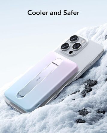 Power Bank ESR MagSafe з бездротовою зарядкою QI2, 15W, 5000mAh, білий (з підставкою)