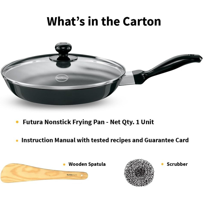 Сковорода з антипригарним покриттям HAWKINS Futura з кришкою з термостійкого скла, 26 см