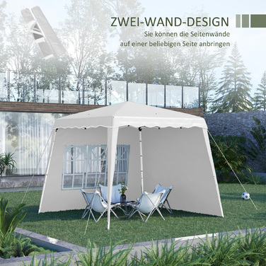 Outsunny Folding Gazebo 2.4 x 2.4m Gazebo with Adjustable Side Walls Party Tent with UV Protection, Folding Tent with Carry Bag for Garden, Balcony, Oxford, Steel, White | Aosom