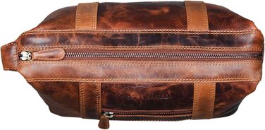 STILORD 'Bruno' Культиватор шкіряний вінтажний для чоловіків/жінок. Велика сумка для туалетних речей з двома відділеннями, ручка. Ідеально для подорожей. Колір: Коньячний