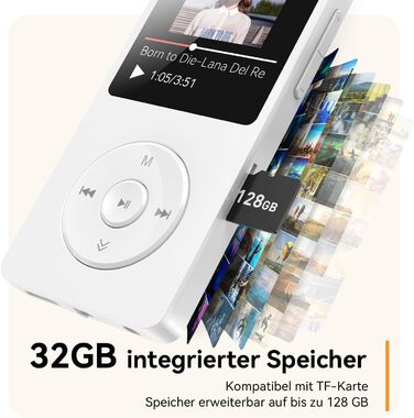MP3 плеєр AGPTEK 32GB Bluetooth 5.3, 1.8