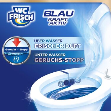 Очищувач для унітазу WC Frisch Kraft Aktiv з хлором, блокувальник запаху та освіжувач (набір 10 шт)