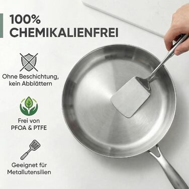 Пательня нержавіюча сталь 20 см для всіх плит, включаючи індукційну - рівномірне смаження