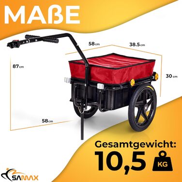 Причіп для велосипеда SAMAX 70 літрів / 60 кг, вантажний, з кріпленням, чорний (70л / 60кг)