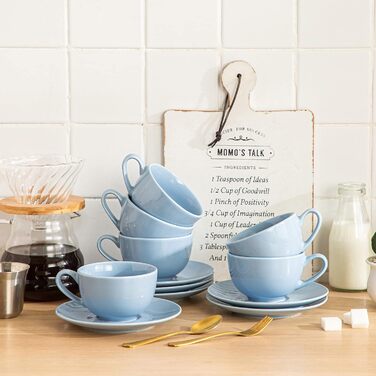 Набір кавових чашок Lovelasa Sweet 12 шт. з блюдцями, 230 мл, білий, для 6 осіб