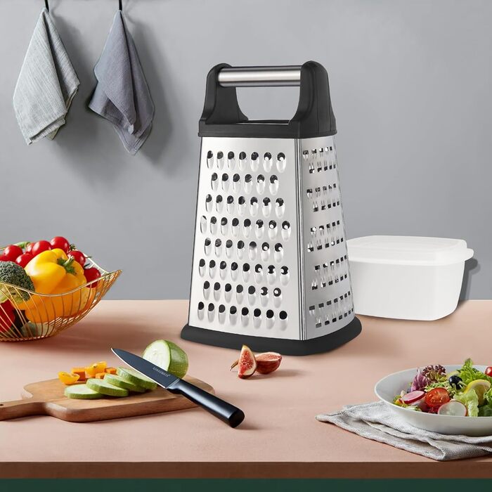 Терка кухонна YC Kitchen 4-стороння з нержавіючої сталі для овочів та сиру, велика терка-овочерізка
